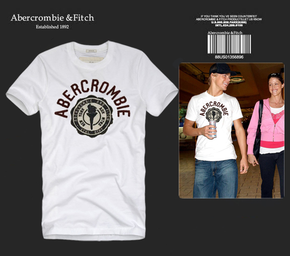 Abercrombie Fitch Hombres De Cuello Redondo Con Gente Fotos Corto Remera AF5696